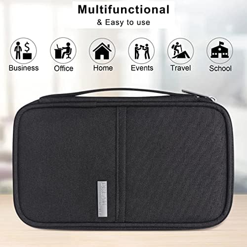 Arqumi Passport Holder Travel Wallet, Portable Travel Document Organiser, Waterproof Travel Accessories Case with Carry Handle for Women Men Family Passport Wallet (Small, Black) - Image 6