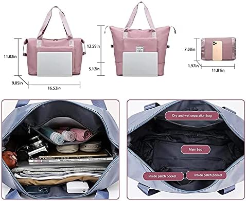 Large Capacity Folding Travel Bag,Portable Foldable Travel Lightweight Waterproof Oxford Fabric Duffel Bag Carry Luggage Bag for Expandable Weekender Sports, Gym, Vacation - Image 2