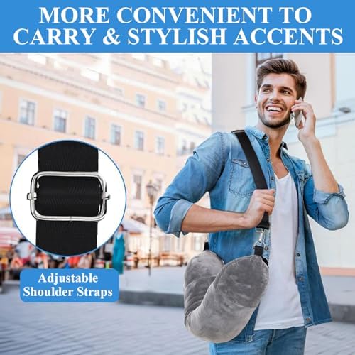 Stuffable Neck Pillow for Travel,Neck Pillow Stuffable with Clothes, Travel neck pillows With Adjustable Straps, Soft Neck Pillow Fillable Go Travel for Essentials Extra Luggage (1, Grey) - Image 5