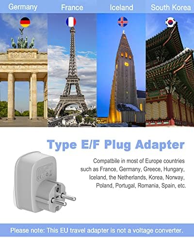 UK to European EU Travel Adapter with 2 USB Ports - TESSAN Power Euro Europe Grounded Plug Adapter for Germany France Iceland Poland Spain Russia and More (Type E F) Not Include Italy - Image 2