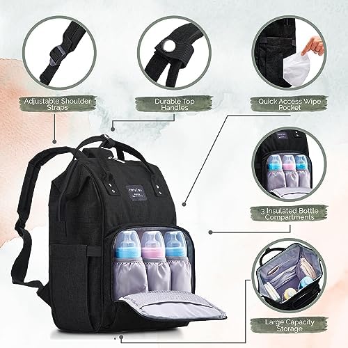 KiddyCare Baby Changing Bag Backpack | Baby Diaper Bags for Mom | Multifunction Travel Back Pack Maternity Baby Bags Waterproof Tote Bag Spacious, Unisex Stylish | Gray - Image 2