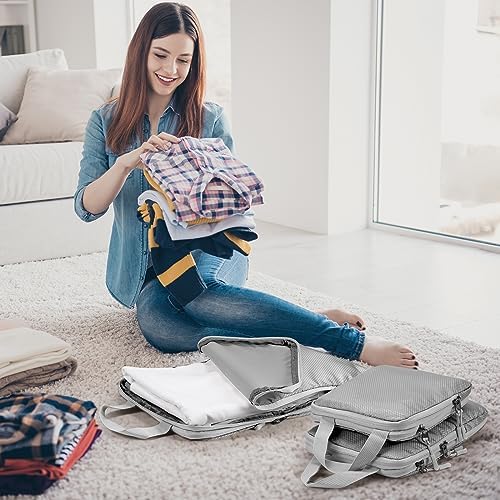 Compression Packing Cubes,Travel Storage Bag, Travel Packing Essentials for Suitcase Organizer Bags, Packing Organiser for Carry On Luggage (Grey, Set of 4) - Image 7