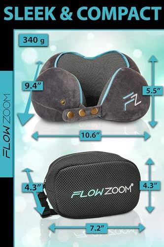 COMFY Travel Pillow for Airplane - Neck Pillow for Travel - Flight Pillow - Memory Foam Travel Pillows for Adults - Neck Cushion - Grey - Image 7