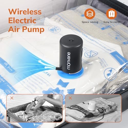 Vacuum Compression Storage Bags for Clothes - 12 Pack Reusable Space Saver Bags with Wireless Electric Air Pump for travel (3 Large + 3 Medium + 3 Small + 3 X-Small) - Image 5