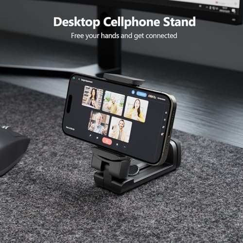 MiiKARE Phone Stand Universal Mount Phone Holder 360 Degree Rotating Adjustable Phone Clamp Compatible with iPhone Android Phones Portable Phone Mount for Airplane Trays Desk Bed Cabinet-Black - Image 4