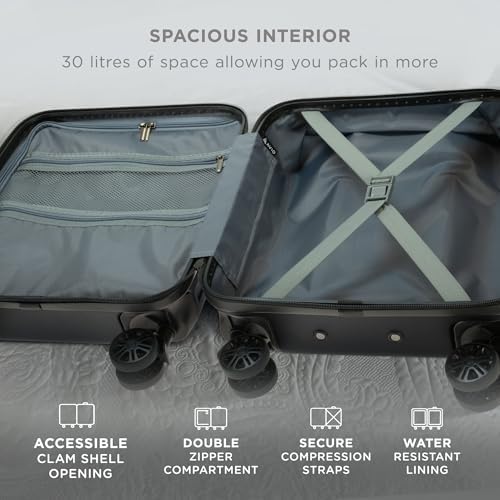 AVIO Wave Cabin Suitcase 45x36x20cm - Lightweight Double Wheel Luggage Bag, 2 Internal Pockets, Telescopic Handle 3 Heights, Durable ABS Hard Shell - Approved by Most Airlines - Image 6