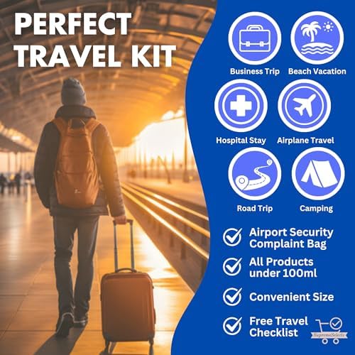 SupremeSelects Mens Travel Toiletries Set-Travel Essentials, Holiday Essentials for Vacation, Hospital Stay, Camping, Overnight Stay-Airport Security Approved, Travel Bottles for Toiletries - Image 7