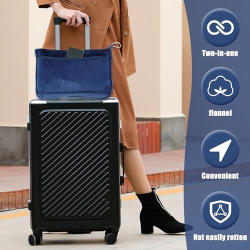 JETHMA 2 In 1 Soft Travel Blanket - Flannel Airplane Blanket Pillow with Luggage Strap and Buckle - Portable Compact Flight Blanket for Cars, Camping - 63x39 (Navy) - Image 6