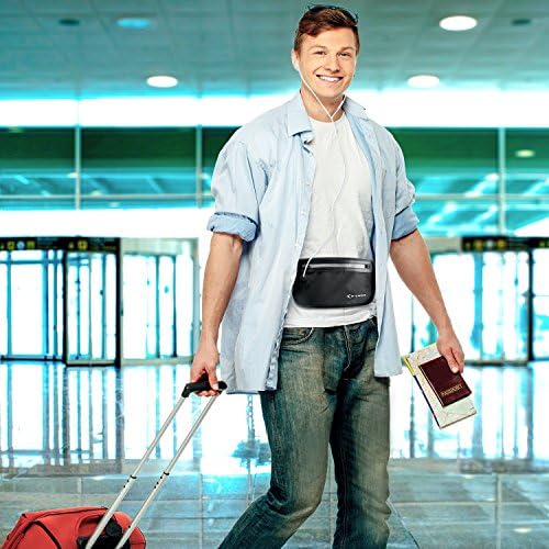 MYCARBON Travel Money Belt RFID Against Invisible Theft Secret Wallet Hidden Under Clothes Belt Wallet Security Travel Pouch Waist Bumbag for Money,Cards,Passports,Phone up to 6" (Black) - Image 2