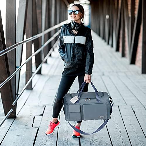 Travel Duffel, Foldable Gym Overnight Weekend Bags for Women - Lightweight with Separation, Large Holdall Cabin Bag - Blue - Image 7