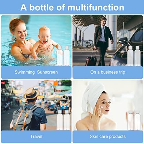 flintronic 6Pack Transparent Travel Bottles, 80ML Refillable Travel Bottles, Travel Bottles Set for Toiletries Shampoo Cosmetic Liquid with 2*Cream Box,2*Dropper,2*Funnel,2*Sheet Label,1*Brush - Image 7