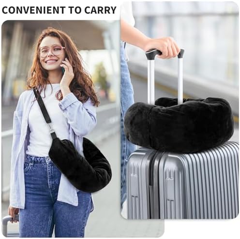 Stuffable Neck Pillow for Travel - Soft Plush Stuffable Travel Neck Pillow Travel Pillow Storage Bag with Adjustable Straps for Extra Luggage Travel Essentials - Image 6