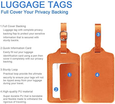 flintronic Travel Luggage Tags, 2PCS Baggage Labels, Suitcase ID Tags, Handbag Tag Labels, Luggage Suitcases Tags for Preventing Loss of Bags and Suitcases - Image 3