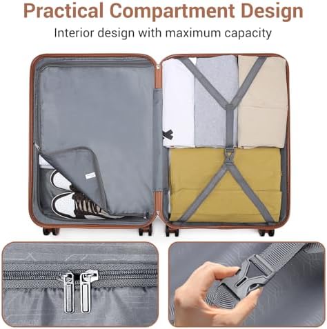Kono Fashion Hand Luggage Lightweight ABS Hard Shell Trolley Travel Suitcase - Image 7