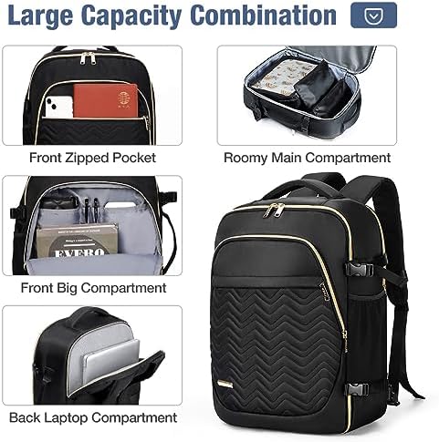 Lekesky Travel Backpack for Women Men Cabin Size,Luggage Carry On Water Resistant for Weekender Overnight Large Daypack with 6 Storage Bags - Image 4