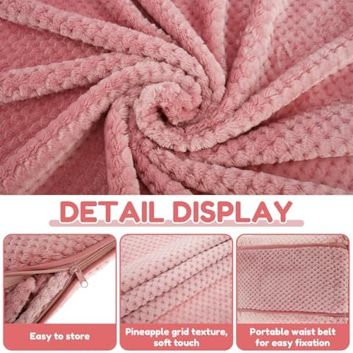 Travel Blanket and Pillow Set Soft Flannel Airplane Blanket Double Purpose Flight Blanket Portable Travel Throw Blanket Office Blanket with Fixed Belt Travel Essentials Gifts for Women, Men, Kids - Image 4