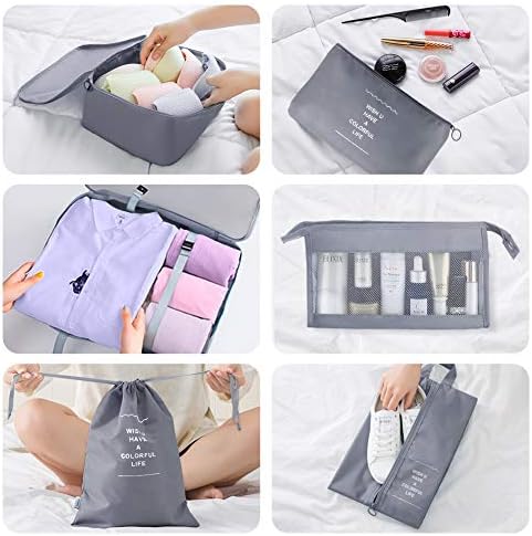 Packing Cubes for Suitcase,Geediar 9 PCS Travel Luggage Packing Organizers Waterproof Travel Essentials Bag Clothes Shoes Cosmetics Toiletries Storage Bags(a-Grey) - Image 3