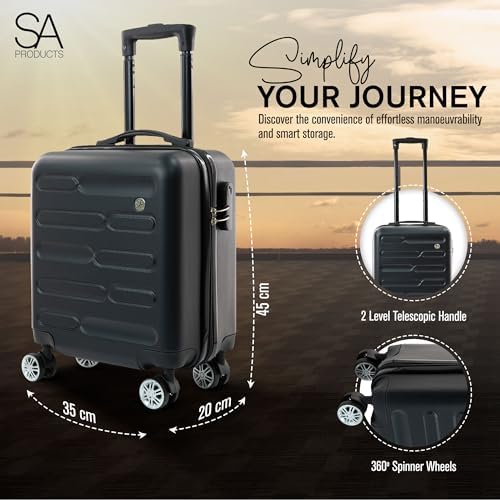 Cabin Suitcase, Easy Jet 45x36x20 Cabin Bag | Lightweight, Telescopic Handle, Hard Shell Small Carry on Suitcase with Wheels | Travel Luggage (Black) - Image 6