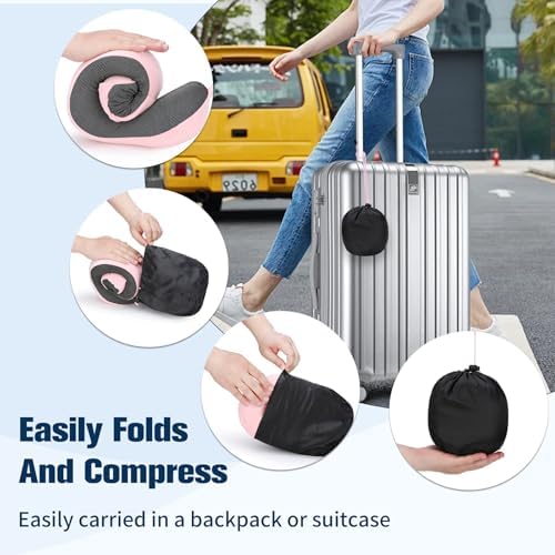 Travel Pillow for Airplane, Neck Pillow for Travel, Memory Foam Travel Neck Pillow for Adults, Adjustable & Compact Flight Pillow, Ergonomic Neck Cushion, With Ear Plugs, Eye Mask, Carry Bag - Image 9