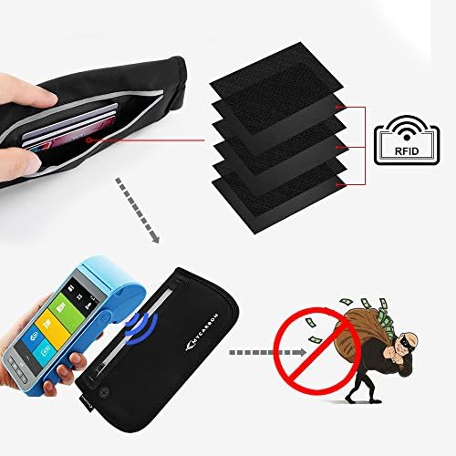 MYCARBON Travel Money Belt RFID Against Invisible Theft Secret Wallet Hidden Under Clothes Belt Wallet Security Travel Pouch Waist Bumbag for Money,Cards,Passports,Phone up to 6" (Black) - Image 6