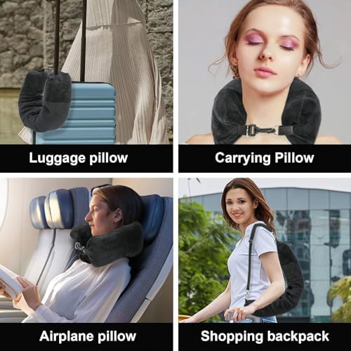 Stuffable Neck Pillow for Travel - Soft Plush Stuffable Travel Neck Pillow Travel Pillow Storage Bag with Adjustable Straps for Extra Luggage Travel Essentials - Image 7