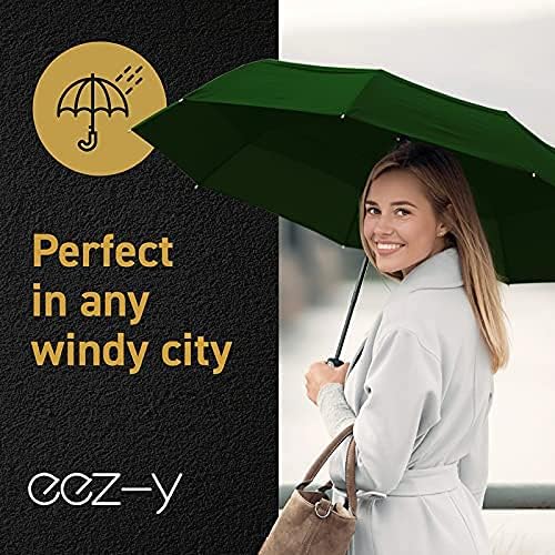EEZ-Y Compact Travel Umbrella w/Windproof Double Canopy Construction - Auto Open Close Button for One Handed Operation - Sturdy Portable and Lightweight for Easy Carry - Image 9