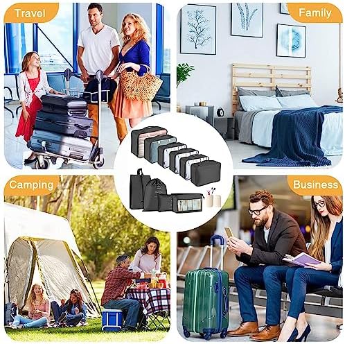Packing Cubes for Suitcase - GEEDIAR 11 PCS Packing Cubes Travel Luggage Organizers Bag Waterproof Travel Essentials Bag Clothes Shoes Storage Bags(Black) - Image 7