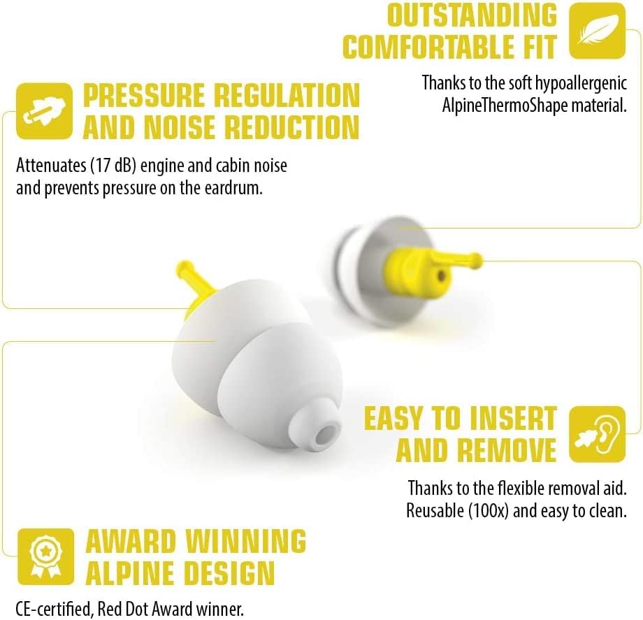 Alpine FlyFit Earplugs for Flying - Prevent Ear Pain & Regulates Air Pressure - Aeroplane Travel Essentials - Comfortable & Reusable with Ultra Soft Filter for Flight - Holiday Essentials - 17 dB - Image 3