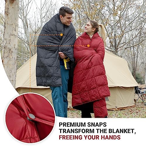 KingCamp Camping Blanket Lightweight Outdoor, Travel Blanket Multifunctional Warm, Sleeping Blankets Ultralight with Snap Button, Sleeping Quilt for Picnics Beach Camping Hiking Car Indoor - Image 2