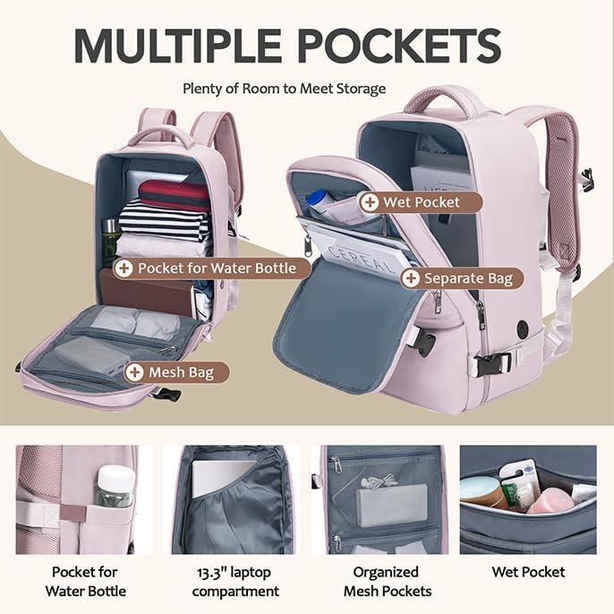 for Ryanair Cabin Bags 40x20x25, Travel Backpack Womens Underseat Cabin Bag Small Hand Luggage Bag Carry-ons Cabin Backpack Cabin Size Airback Backpack Flight Bag with Bottle Holder - Image 6