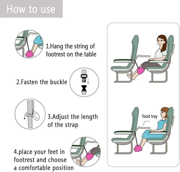 Airplane Footrest - Best Travel Essential, Airplane Travel Accessories, No Clashing Foot Hammock & Portable Plane Leg Rest, Provides Relaxation and Comfortable for Long Flight - Image 6