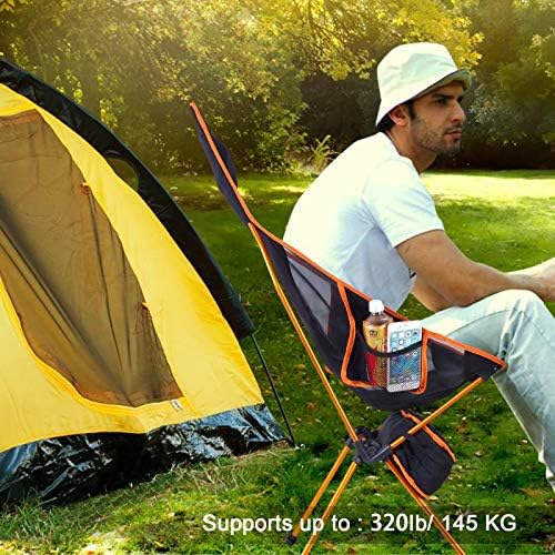 Outdoor Camping Chair Portable Lightweight Folding Camp Chairs with Headrest & 2-sided Pocket High Back for Outdoor Backpacking Hiking Fishing Travel Picnic - Image 2