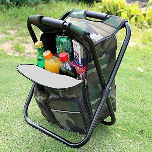 Folding Camping Chair Stool Backpack with Cooler Insulated Picnic Bag, Camouflage Portable Hiking Seat Table Bag for Outdoor Indoor Fishing Travel Beach BBQ - Image 2