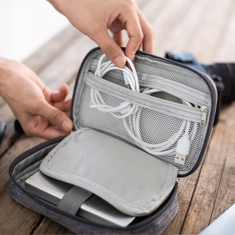 Small Electronic Accessories Organizer, Handhled Acopton Universal Compact Travel Digital Accessories Storage Bag for Portable Charger, Cables, Earphone, Cord, SD Card, Phone (Black) - Image 7
