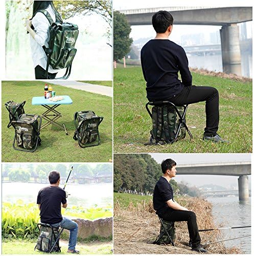 Folding Camping Chair Stool Backpack with Cooler Insulated Picnic Bag, Camouflage Portable Hiking Seat Table Bag for Outdoor Indoor Fishing Travel Beach BBQ - Image 8