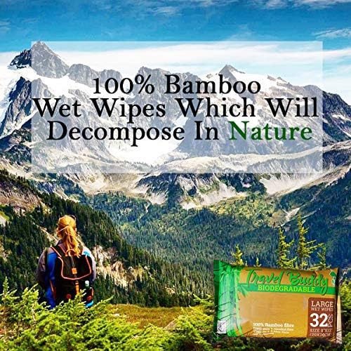 Large Body Wet Wipes Biodegradable - No Rinse Bath Or Shower Bamboo Wipe - Gym, Travel, Camping, Backpacking, Hiking, Pets, Festival Essentials/Accessories, 32 Wipes(8"X12"/20X30CM) - Image 2