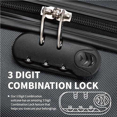 24" Medium Suitcase Super Lightweight 4 Wheel Spinner Hard Shell ABS Luggage Hold Check in Travel Case 65 Litre Black - Image 6