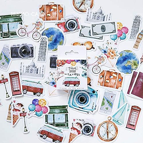 Mini Size Scrapbook Stickers, 45pcs DIY Decoration Travel Stickers Life Set for Travel Case, Laptop, Planners, Calendars, Scrapbook, Suitcase, Notebooks, Journal, Dimension Less 44mm(Travel) - Image 8
