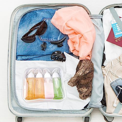 Travel Bottles Travel Accessories Toiletries 4 Pack 3.7oz/110ml Travel Shampoo and Conditioner Bottles Empty Plastic Pump Bottle Dispenser Travel Size Bottles (3labels &1blank) - Image 5