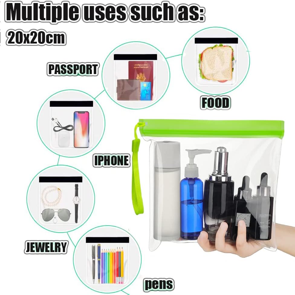 Clear Travel Toiletry Bag - Airport Security Liquids Bags, Airport Liquid Bag 20 x 20cm TSA Approved, Travel Accessories Makeup Bags Holiday Essentials Luggage for Men Women (2pcs Pink) - Image 5
