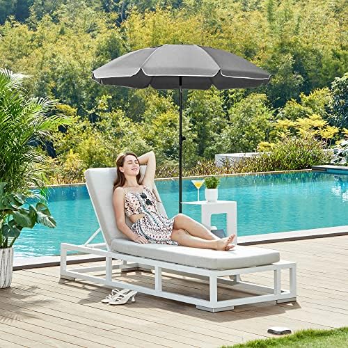 SONGMICS 1.6 m Parasol, Beach Umbrella, UPF 50+, Sun Protection, Portable Octagonal Polyester Canopy, Fibreglass Ribs, Tilt Mechanism, Carry Bag, for Beach Garden Balcony Pool, Grey GPU060G01 - Image 9