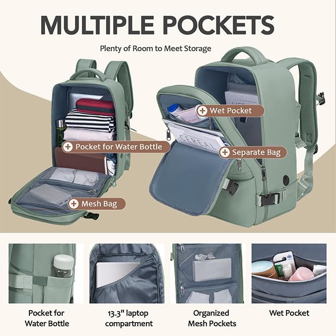 for Ryanair Cabin Bags 40x20x25, Travel Backpack Womens Underseat Cabin Bag Small Hand Luggage Bag Carry-ons Cabin Backpack Cabin Size Airback Backpack Flight Bag with Bottle Holder - Image 6