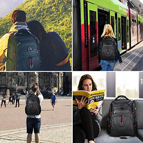 KROSER Travel Laptop Backpack 17.3 Inch XL TSA Computer Backpack Water-Repellent College Daypack Business Backpack with RFID Pockets & USB Port for Men/Women-Black - Image 8