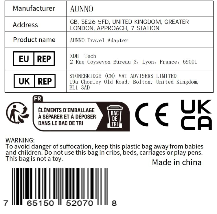 AUNNO Universal Travel Adapter, International Travel Plug Adapter with 2 USB-C and 2 USB Ports, All in One Plug Adaptor with Dual Safety Fuses, UK to European Plug Adaptor for EU USA Australia etc - Image 8