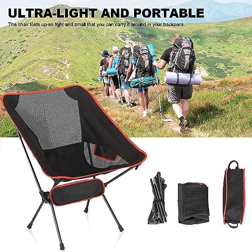 Folding Camping Chairs, Ultralight Portable Chairs with Carry Bag,Lightweight Camping Chair for , Camping, Picnic, Fishing, Hiking,Travel,Heavy Duty 120kg Capacity, Black, 59 x 52 x 64 cm - Image 6