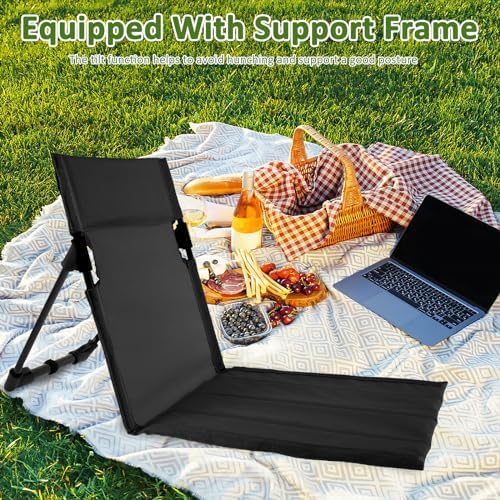 Folding Beach Chair Lightweight Camping Floor Chair with Storage Bag Portable Seats Low Beach Chair Fold up Chair Sun Lounger Back Chair for Fishing Barbecues Hiking Traveling Outside Activities - Image 5