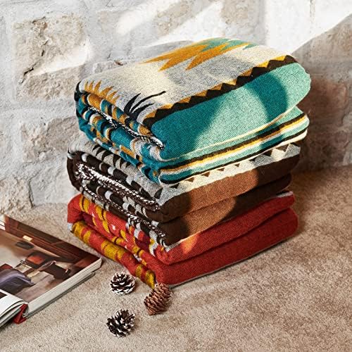 HORIMOTE HOME Aztec Patterned Soft Sherpa Throw Blanket Southwestern Navajo Tribal Style Warm Throw for Camping, Outdoor, Lightweight Boho Blanket for Couch, Bed, 127x152cm, Teal - Image 6