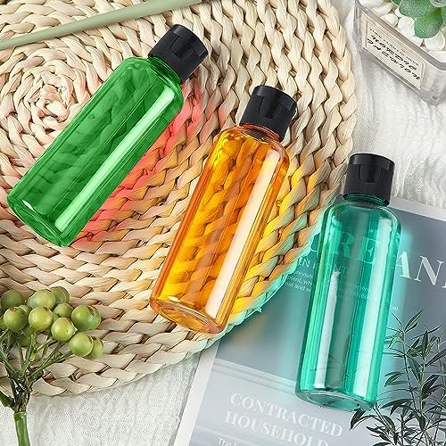 6PCS 50ml Plastic Travel Bottles with Flip Cap Empty Squeeze Bottles Refillable Travel Container with Funnel & Labels Approved for Liquids Lotion Toiletries Cosmetic(Transparent - Image 2