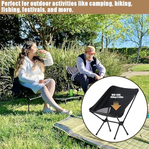 Folding Camping Chair Portable Ultralight Chairs, Compact Lightweight Camping Chair with Carry Bag, Sturdy Outdoor Folding Chairs for Travel, Hiking, Camp, Fishing - Image 7