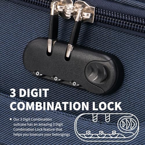 24" Medium Super Lightweight 4 Wheel Suitcase Luggage Expandable with Wheels Navy - Image 5